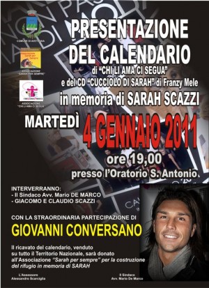 GIOVANNI CONVERSANO GUEST STAR DI AVETRANA PER IL CALENDARIO IN MEMORIA DI SARAH SCAZZI