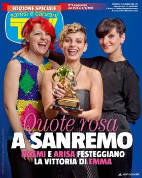 FESTIVAL DI SANREMO 2012: EMMA VINCE COL 49.63%. CARONE-DALLA SECONDI AL TELEVOTO PENULTIMI PER L’ORCHESTRA CHE PREMIA ARISA E D’ALESSIO-BERTE’ IN PLAYBACK (!). CASILLO METTE D’ACCORDO TUTTI