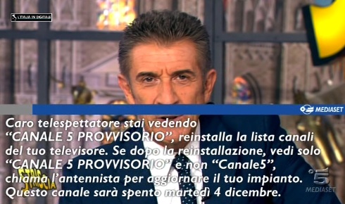 LE DATE DI SPEGNIMENTO DI CANALE 5, ITALIA 1 E RETE 4 PROVVISORI