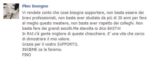 REAZIONE A CATENA: LO SPETTRO DI PAPI ‘ACCENDE’ PINO INSEGNO