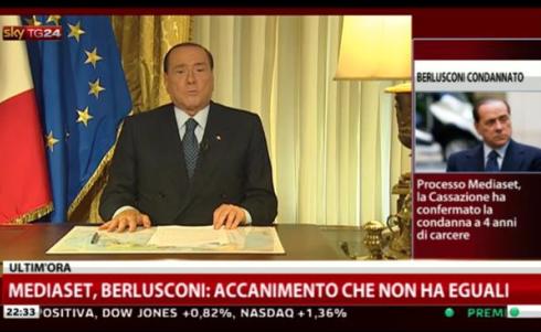BERLUSCONI, VIDEOMESSAGGIO DOPO LA CONDANNA. SALLUSTI: ANCHE GRILLO E’ PREGIUDICATO