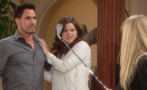 BEAUTIFUL ANTICIPAZIONI: HOPE MINACCIA BILL CON UNA MAZZA DA GOLF!