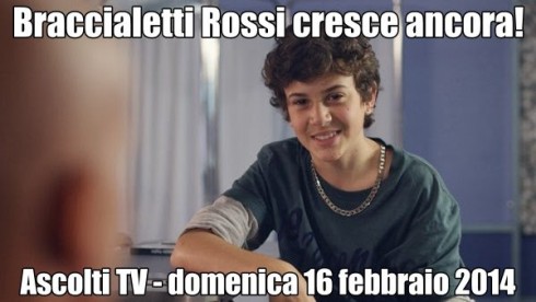 ASCOLTI TV DI DOMENICA 16 FEBBRAIO 2014: BRACCIALETTI ROSSI CRESCE ANCORA (22.43%), STABILE IL SEGRETO (15.7%)