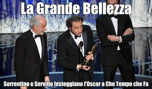 LA GRANDE BELLEZZA: SORRENTINO E SERVILLO FESTEGGIANO L’OSCAR DA FAZIO SU RAI 3. NESSUN PASSAGGIO A MEDIASET CHE LO HA PRODOTTO?