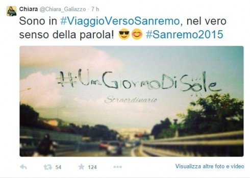 Chiara in viaggio verso Sanremo