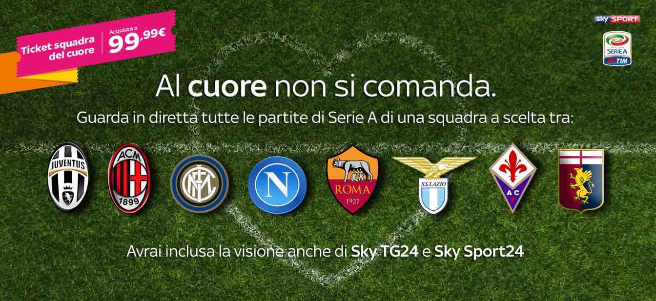 SKY ONLINE: ARRIVA IL TICKET PER SEGUIRE IN DIRETTA LE 38 PARTITE DELLA SQUADRA DEL CUORE
