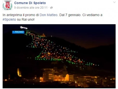 DON MATTEO 10: NEL PROMO SPOLETO SI FA BELLA CON L’ALBERO DI GUBBIO. ED E’ POLEMICA