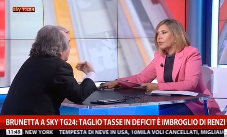 SKYTG24, BRUNETTA VS MARIA LATELLA: “LEI E’ TROPPO RENZIANA”. E LA GIORNALISTA SI INFURIA (VIDEO)