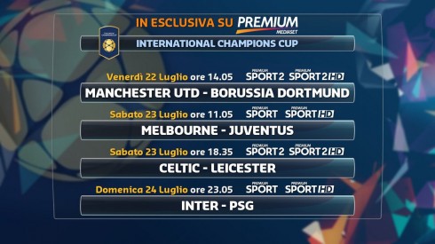 CALCIO – AMICHEVOLI: JUVE, MILAN, INTER E LE BIG D’EUROPA IN ESCLUSIVA SU PREMIUM
