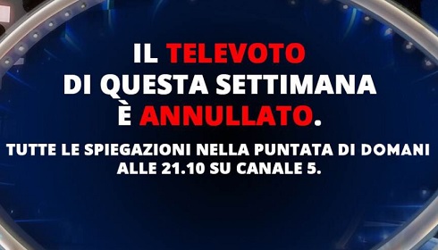 GRANDE FRATELLO VIP: TELEVOTO DI NUOVO ANNULLATO