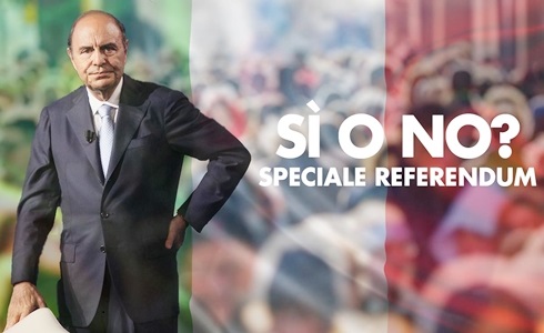 PROGRAMMI TV DI STASERA, MERCOLEDÌ 16 NOVEMBRE 2016. SU RAI1 BRUNO VESPA CONDUCE “SI O NO? – SPECIALE REFERENDUM”