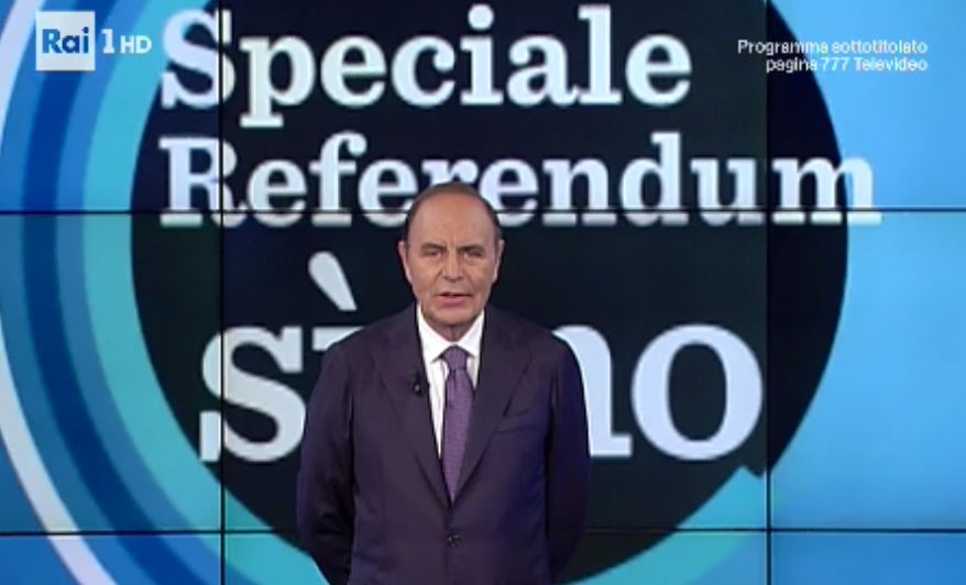 RAI1, SPECIALE REFERENDUM: BERLUSCONI E SALVINI VS RENZI E ALFANO. DUELLO FINALE DA VESPA