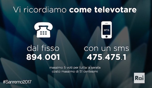 FESTIVAL DI SANREMO 2017: COME TELEVOTARE