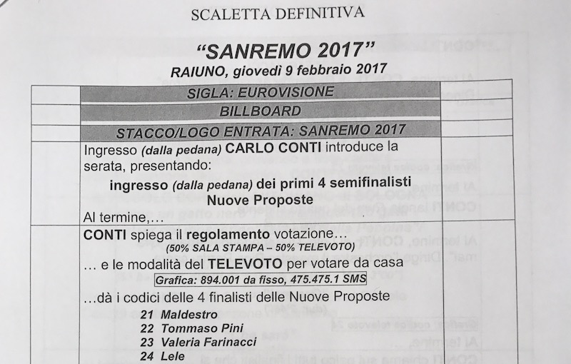 FESTIVAL DI SANREMO 2017: LA SCALETTA DELLA TERZA SERATA
