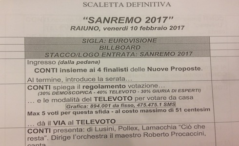 FESTIVAL DI SANREMO 2017: LA SCALETTA DELLA QUARTA SERATA