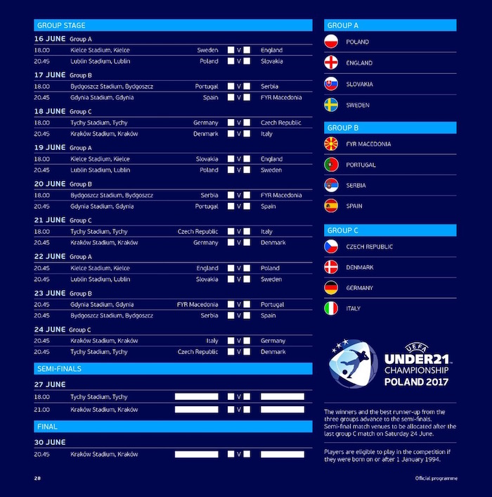 Calendario Europeo Under 21 calendario europeo under 21