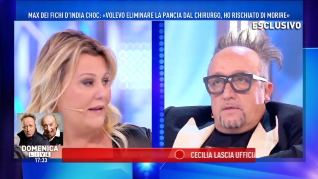 Domenica Live, Max dei Fichi d’India: «Il medico ha sbagliato ad operarmelo, ora mi devono tagliare tutto il pene»