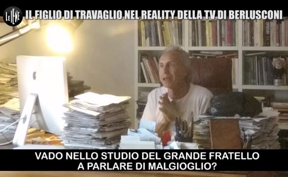 Le Iene, scherzo a Marco Travaglio sul figlio al GF Vip. Lui sclera: «Trasmissione di sfigati morti di fama che mettono in piazza le loro mutande» – Video