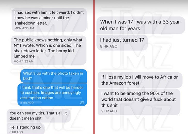 I Messaggi di Asia Argento ad un amico