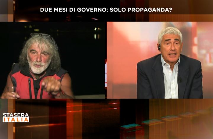 Stasera Italia, Mauro Corona vs Pier Ferdinando Casini: «Poltronista! Son quarant’anni che scalda poltrone col cul0 della politica»