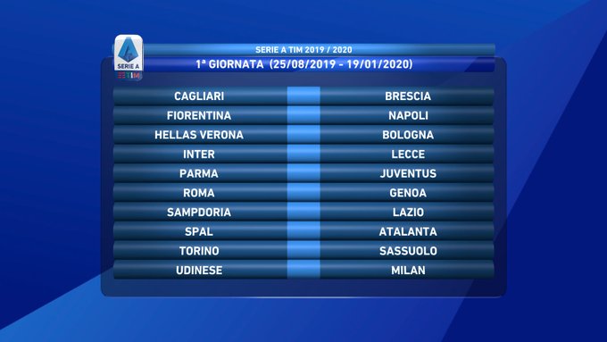Serie A 2019/2020, prima giornata: si parte il sabato con la Juve su Sky, si chiude il lunedì con l’Inter su DAZN