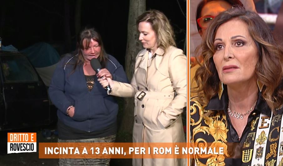 Dritto e Rovescio: mamma di ragazzina rom incinta a 13 anni insulta la Santanchè: «Fatti i caz*i tuoi, put*ana!» – Video