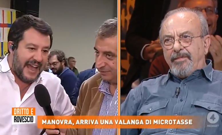 Dritto e Rovescio, Vauro attacca Salvini. Lui sbotta: «Fatti curare da uno bravo!» – Video