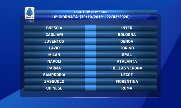 Serie A 2019/2020: le partite della decima giornata su Sky e DAZN