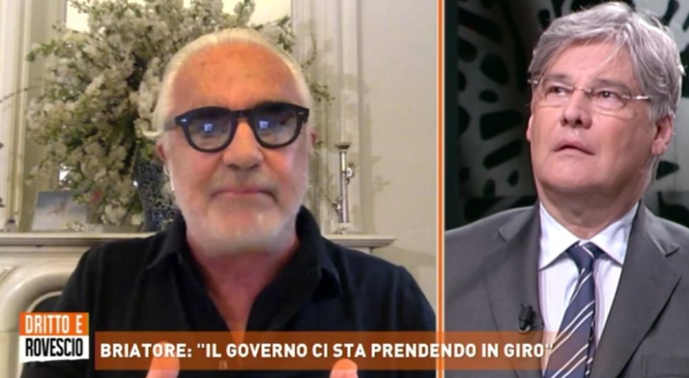 Dritto e Rovescio, Flavio Briatore sbeffeggia gli assistenti civici: «Se vanno in una movida a rompere i maroni ai ragazzi, si pigliano degli schiaffi e dei vaffanc*lo!»