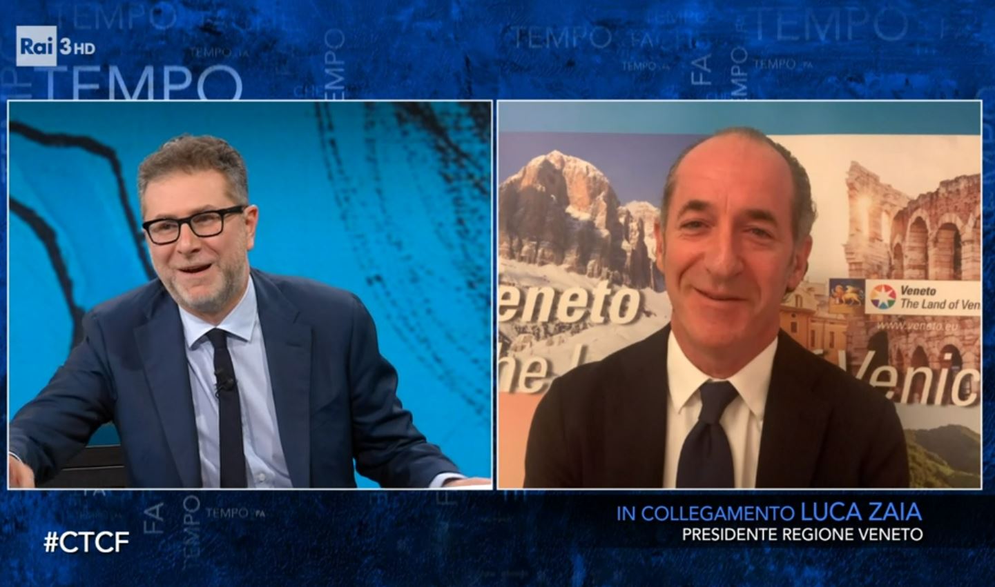 Che tempo che fa, le citazioni di Zaia scuotono Fazio: «In 18 anni non è mai successo!» – Video