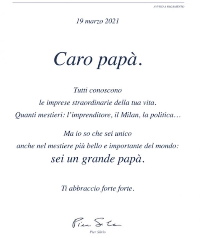 Pier SIlvio Berlusconi, auguri a papà Silvio