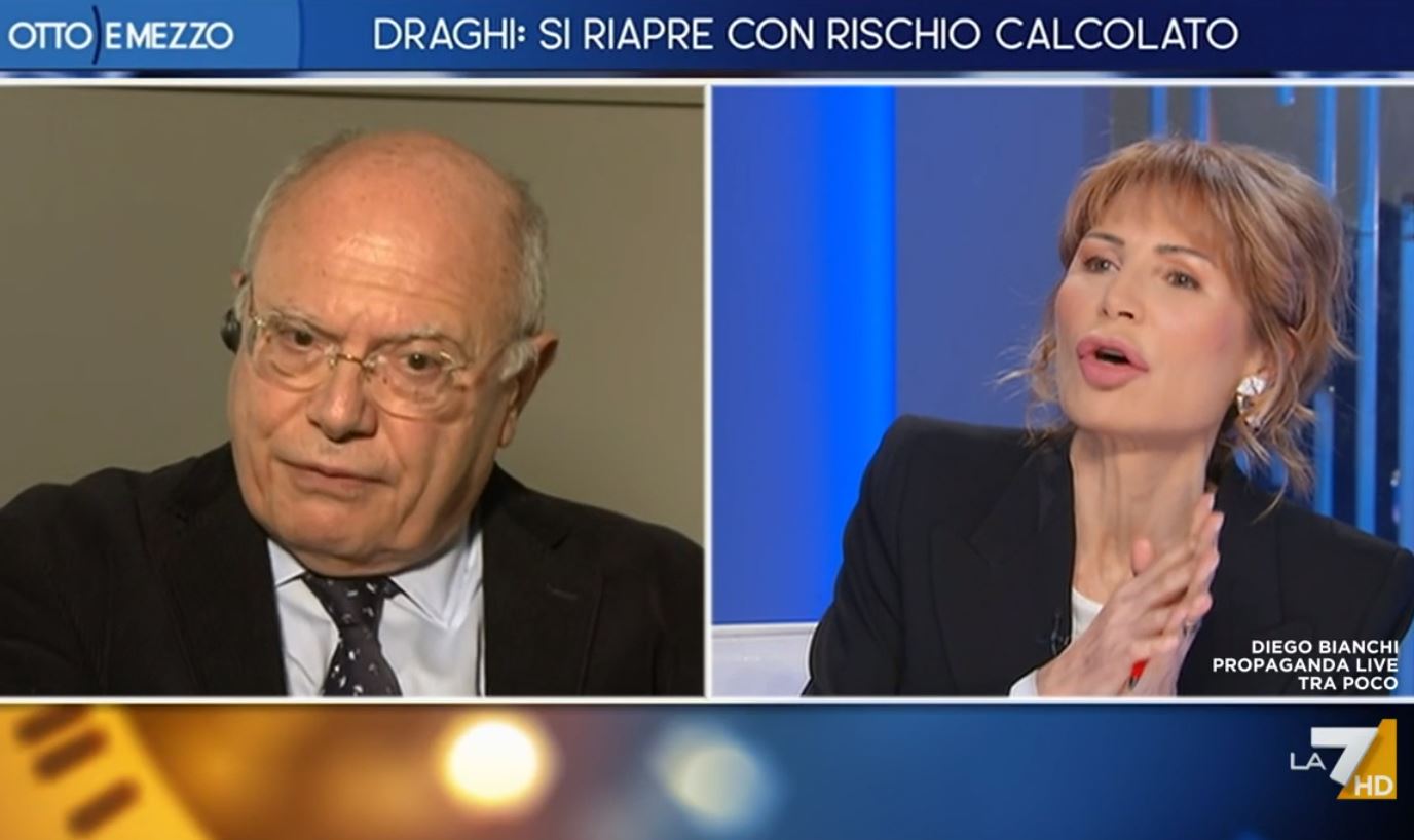 Otto e Mezzo, il prof. Galli contro le riaperture di Draghi. Lilli Gruber: «La vedo disperato» – Video