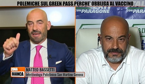 Zona Bianca, Paragone ‘sfotte’ Bassetti: «E’ pronto per il calendario e l’Isola dei Famosi» – Video
