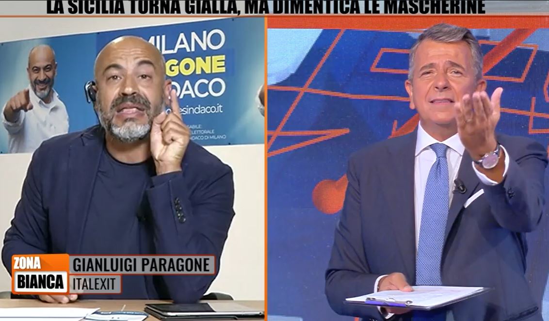 Zona Bianca, Paragone sbotta: «Siete in malafede, mi volete come scimmietta». La reazione del conduttore