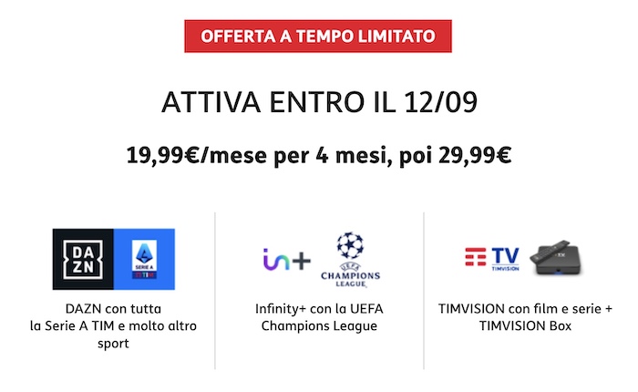 TIMVISION: la nuova promo per attivazioni fino al 12 settembre