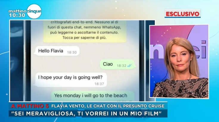 Mattino Cinque, Flavia Vento ingannata da un finto Tom Cruise: «Mi chiamava dea. Non ho denunciato perchè non gli ho dato soldi». E attacca le vittime di truffe amorose!