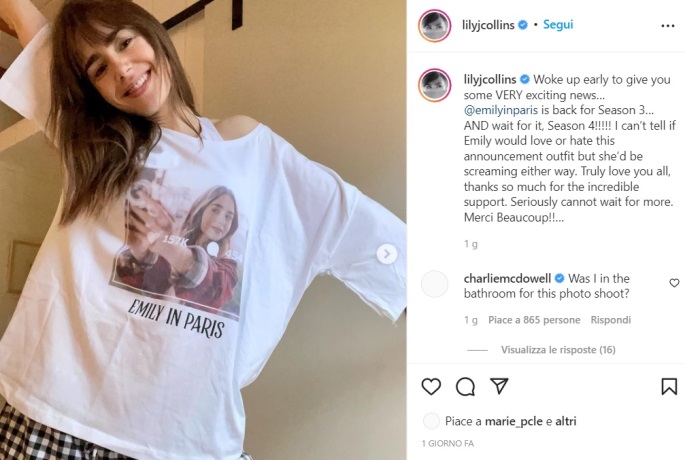 Dalla pagina Instagram di Lily Collins
