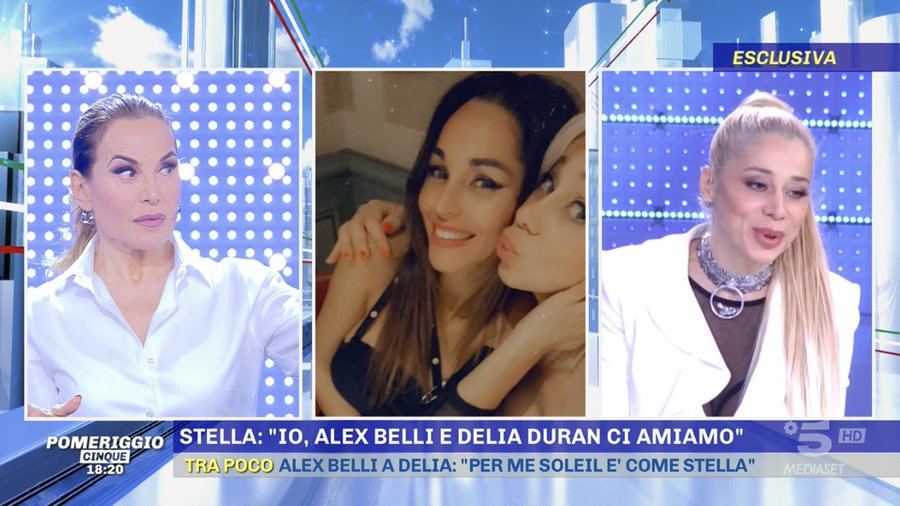 GF Vip, a Pomeriggio 5 spunta l”amica intima’ di Belli e Delia: «Io amo loro e loro amano me. Alex può amare noi e Soleil»