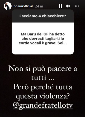 La storia di Noemi su Instagram