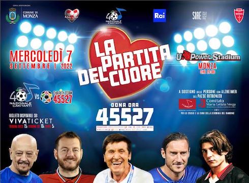La Partita del Cuore stasera su Rai2. Ecco le formazioni