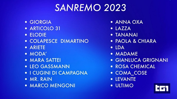 I cantanti in gara al Festival di Sanremo 2023