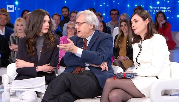 Sgarbi a Domenica In: «Quelle del 2000 tutte tr*ie». Al suo fianco la figlia Evelina, nata nel 2000! Venier si dissocia – Video