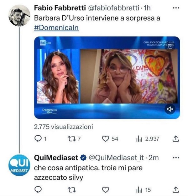 Il tweet di Qui Mediaset