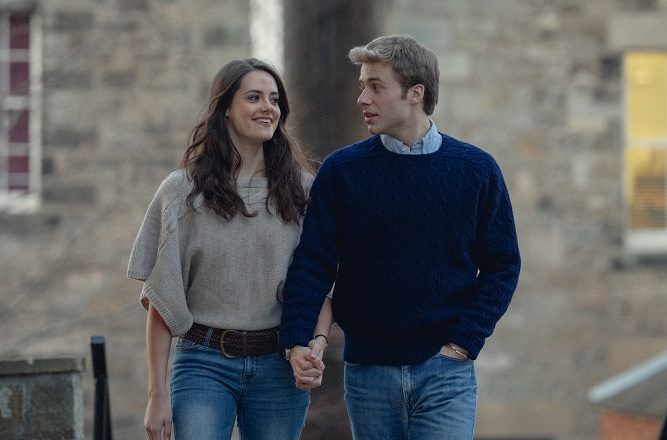 The Crown 6: le prime immagini di Ed McVey e Meg Bellamy nei panni di William e Kate