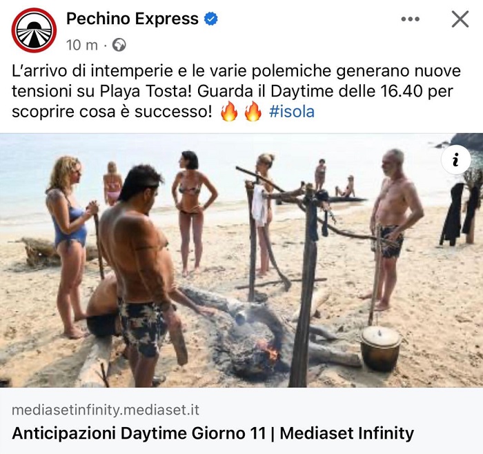 Caos social: Isola dei Famosi promossa dagli account di Pechino Express