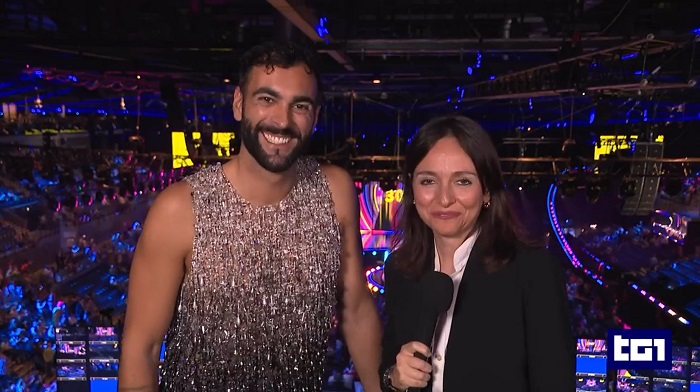 Marco Mengoni in collegamento al Tg1 - Eurovision Song Contest 2023
