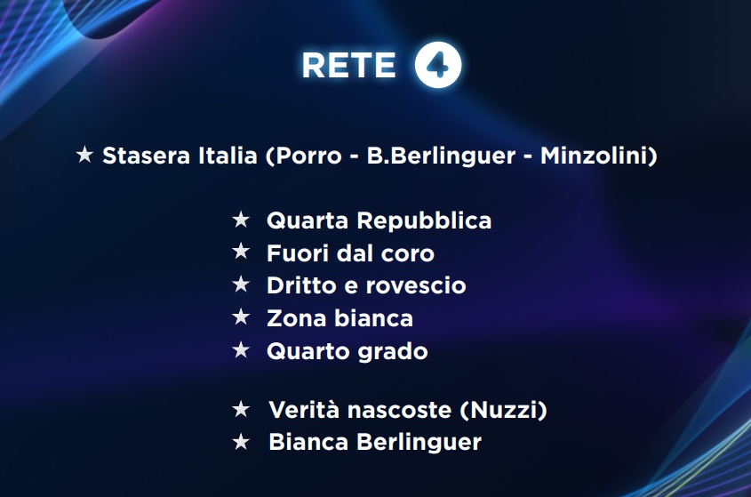 Palinsesti Rete 4 2023/2024