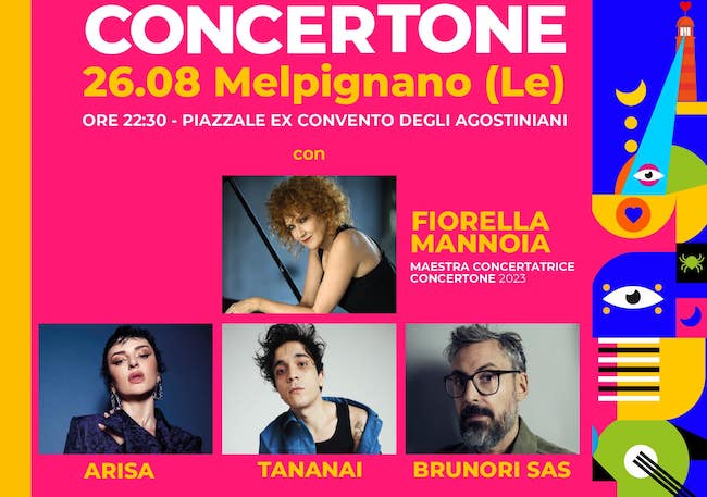 La Notte della Taranta spegne 26 candeline con la ‘maestra concertatrice’ Fiorella Mannoia. Ospiti Tananai, Arisa e Brunori Sas