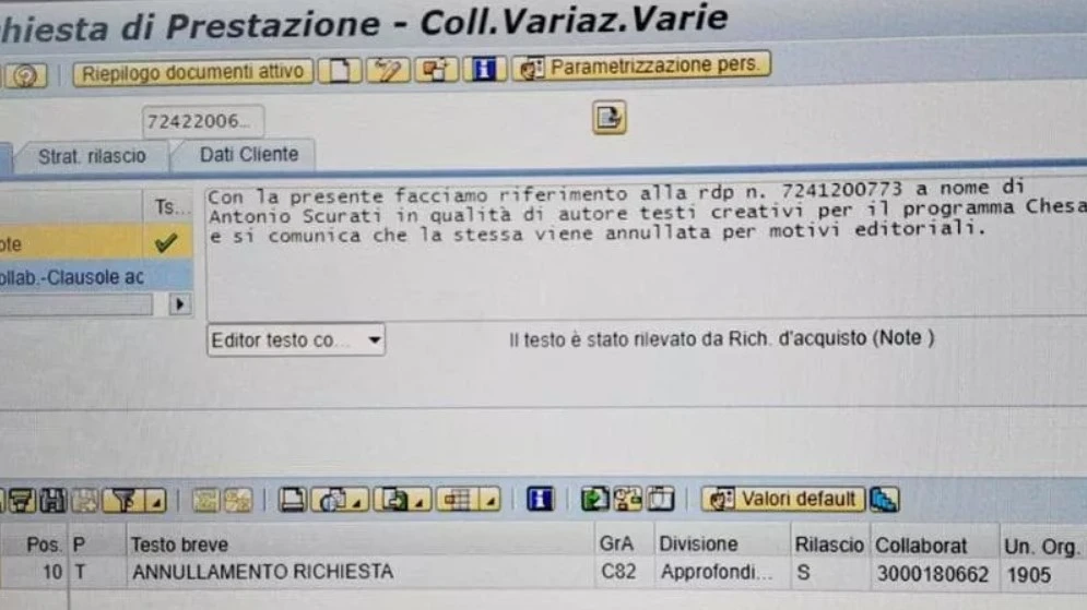 Caso Scurati: partecipazione a Che Sarà «annullata per motivi editoriali». Il documento che smentisce la Rai