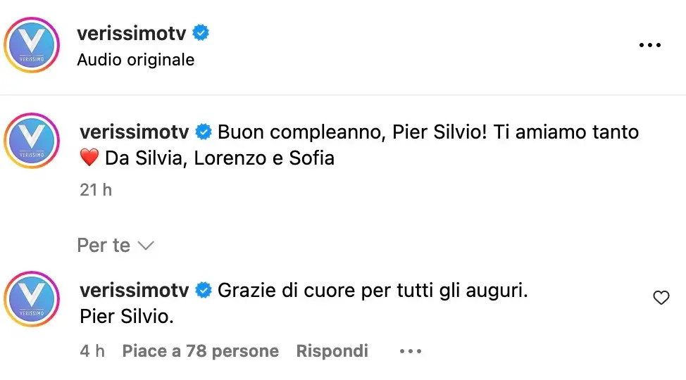 Pier Silvio Berlusconi su Instagram